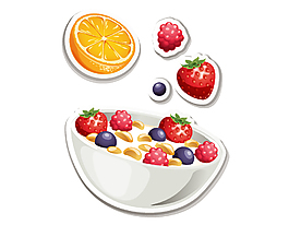 卡通彩色水果早餐元素