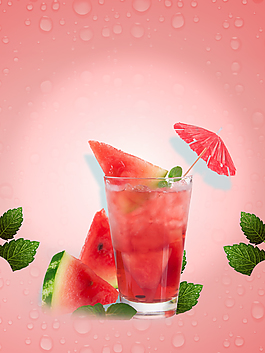 创意夏季冰爽水果果汁西瓜汁背景