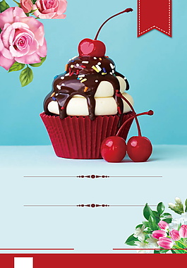 清新美丽巧克力纸杯蛋糕广告背景