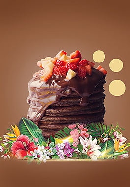 美味巧克力草莓松糕广告背景