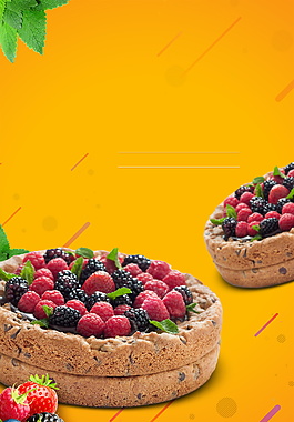 清新夏日水果蛋糕广告背景