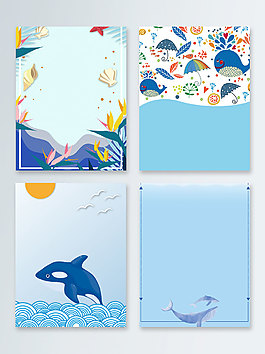 海纹卡通海洋海底世界广告背景