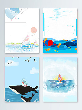 蓝色海底世界海鱼广告背景