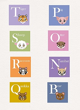 可爱字母动物设计