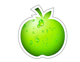 小清新绿色水珠苹果元素