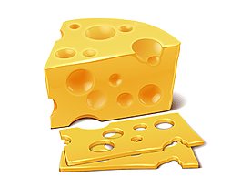 卡通黄色奶酪孔洞元素