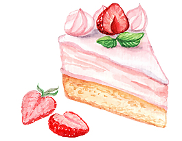 卡通浪漫草莓蛋糕元素
