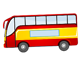 写实红色大巴车装饰图