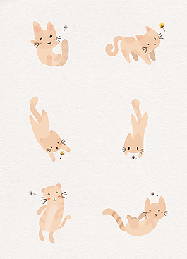 6款猫和蒲公英花朵矢量设计