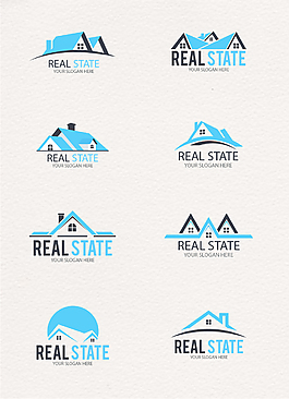蓝色简约房地产logo模板图片