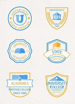6款扁平化大学标志矢量素材