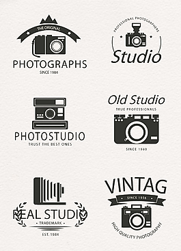 6款黑色复古照相机标志矢量素材