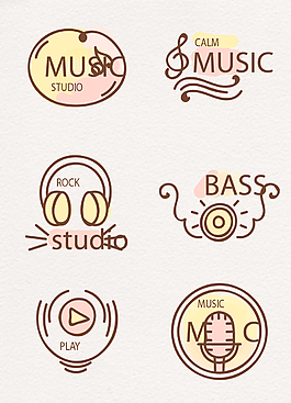 6款手绘音乐工作室标志矢量素材