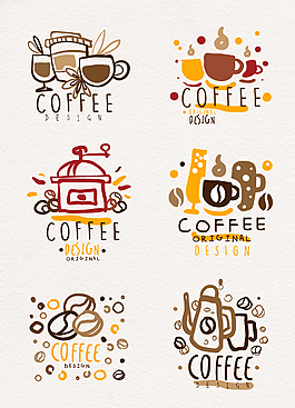 彩绘咖啡标志矢量素材