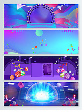 蓝色时尚创意banner背景