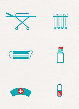 扁平蓝色医疗医药素材