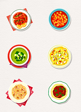 6款彩绘美食图片元素