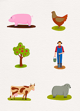 矢量6款牧场设计元素