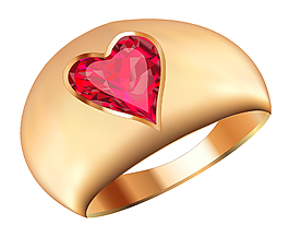 红色爱心钻石戒指矢量元素