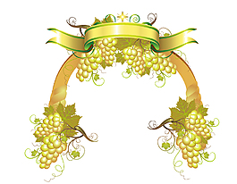 黄色葡萄与飘带装饰图