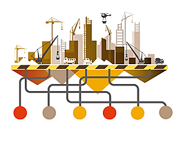 卡通线条几何城市建筑元素