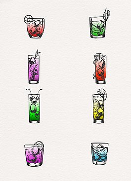 8款彩绘冰块果汁饮料设计素材