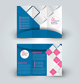 时尚蓝色几何商务三折页宣传单