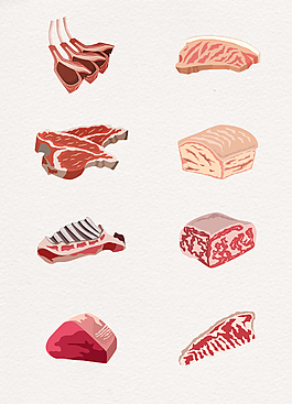 8款红色矢量肉类设计素材