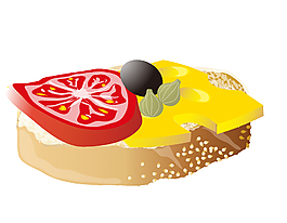 卡通美食面包蔬菜奶酪元素