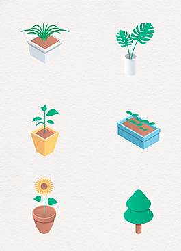 6款矢量植物盆栽图标设计