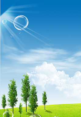 蓝天白云春游植树节背景