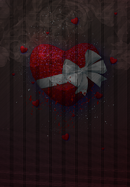 立体红色心形浪漫情人节海报背景