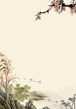 中国风山水意境装饰画背景