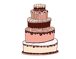 卡通五层粉色蛋糕矢量元素