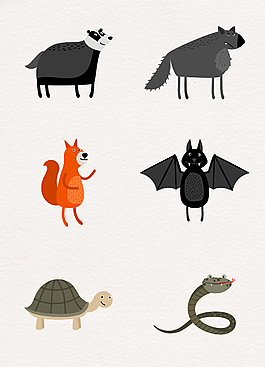 手绘6款动物矢量设计