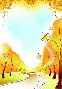 彩绘立秋银杏树林背景