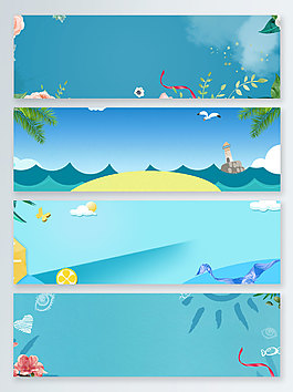 蓝色夏季清凉banner背景