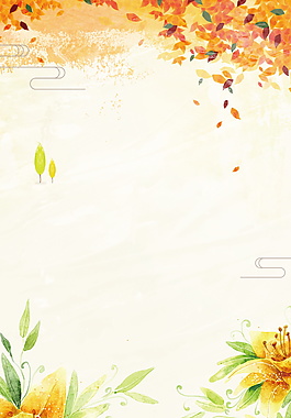 彩绘立秋节气落叶背景素材