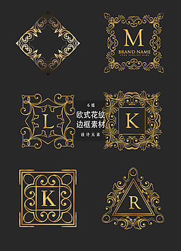 金色创意欧式花纹边框素材