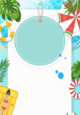 清新夏天夏季促销游泳旅游海报背景