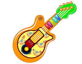 卡通彩色图案小吉他元素