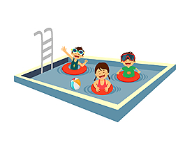 卡通可爱儿童游泳元素