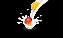 手绘卡通牛奶水果装饰素材