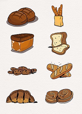 棕色卡通面包食物设计