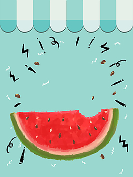 手绘西瓜促销海报背景