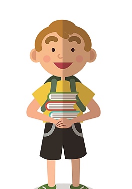 拿着书本的学生矢量素材