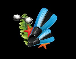 手绘卡通潜水装饰素材