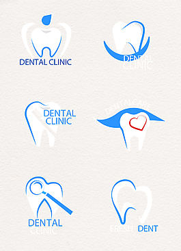 扁平蓝色牙科诊室logo元素