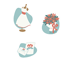 手绘白色连衣裙矢量素材