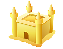 卡通黄色城堡矢量图